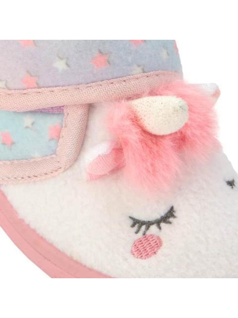 PANTUFLA BOTIN UNICORNIO BLANCO VIVIS SHOES KIDS