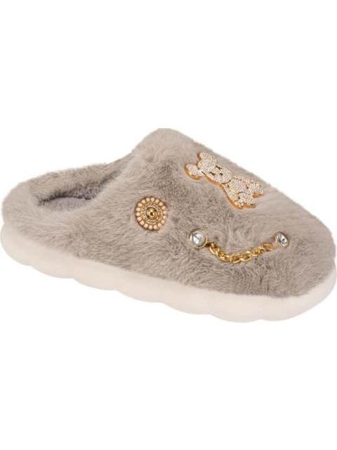 PANTUFLA DE PELUCHE GRIS SHOSH CONFORT