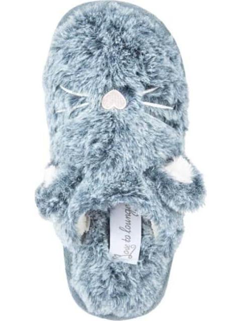 PANTUFLA GATO PELUCHE GRIS LOVE TO LOUNGE