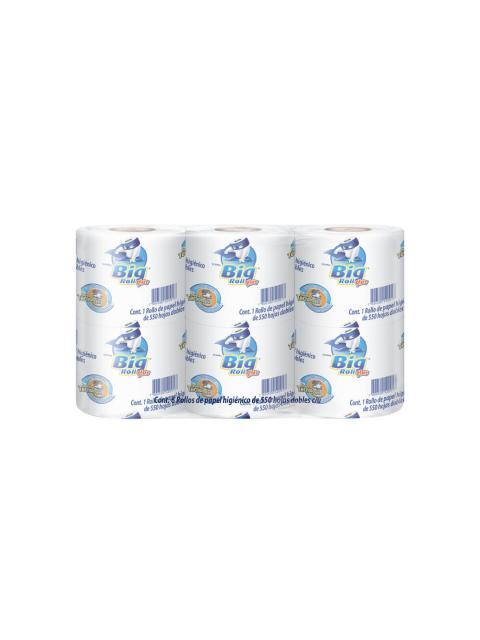 PAPEL HIGIENICO BIG ROLL 550 HOJAS 6 ROLLOS