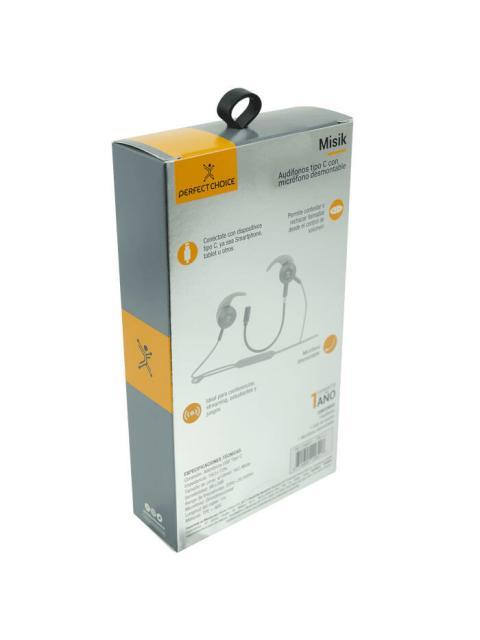 PERFECT CHOICE AUDIFONOS INTRAURICULARES CON MICROFONO MIZIK ALAMBRICO USB-C BLANCO