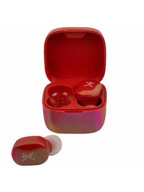 PERFECT CHOICE AUDIFONOS INTRAURICULARES CON MICROFONO TWS MINI PEARL INALAMBRICO BLUETOOTH USB-C ROJO