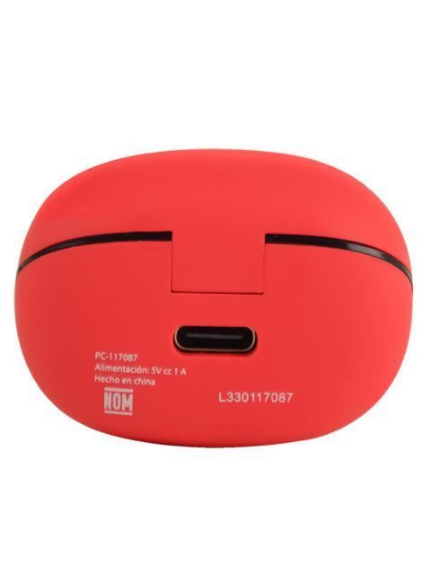 PERFECT CHOICE AUDIFONOS INTRAURICULARES CON MICROFONO TWS MINI TINY BEATS INALAMBRICO BLUETOOTH USB-C ROJO
