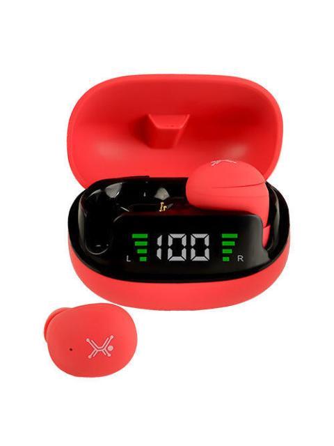 PERFECT CHOICE AUDIFONOS INTRAURICULARES CON MICROFONO TWS MINI TINY BEATS INALAMBRICO BLUETOOTH USB-C ROJO
