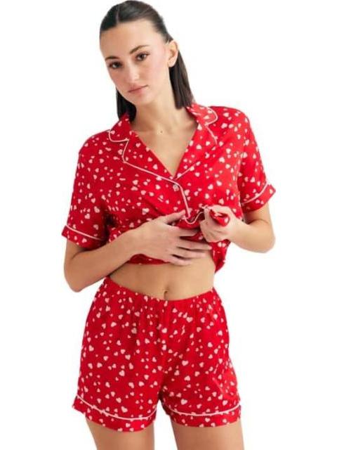 PIJAMA CAMISA Y SHORT ROJO LOVE TO LOUNGE