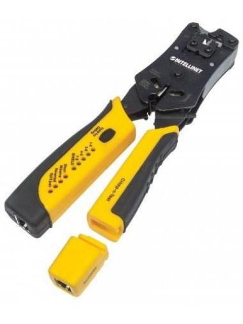 INTELLINET PINZA CRIMPEADORA 780124 RJ-11-RJ-12-RJ-22-RJ-45 NEGRO-AMARILLO