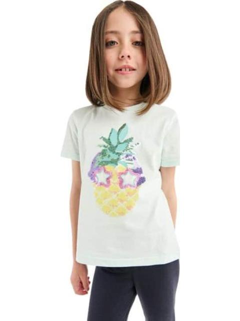 PLAYERA APLICACIONES AZUL MENTA HOLLY LAND KIDS