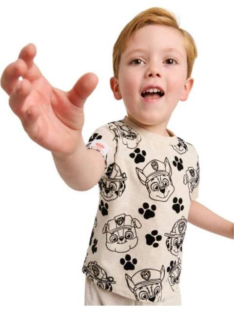 PLAYERA ESTAMPADA APLICACIONES BEIGE PAW PATROL
