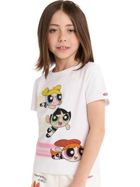 PLAYERA ESTAMPADA APLICACIONES BLANCO LAS CHICAS SUPER PODEROSAS
