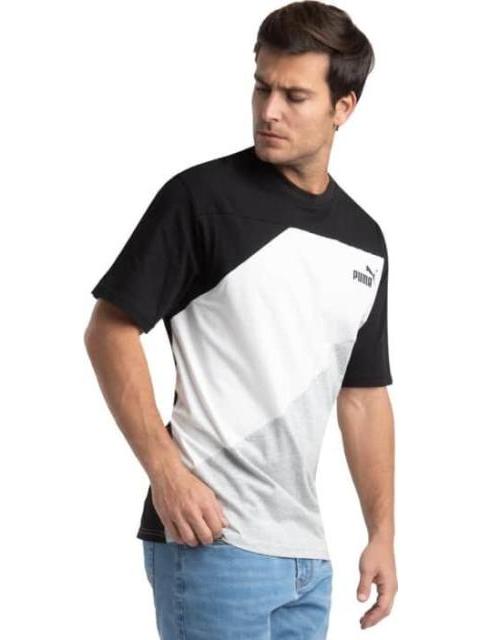 PLAYERA PUMA POWER COLORBLOCK TEE BLANCO/NEGRO PUMA