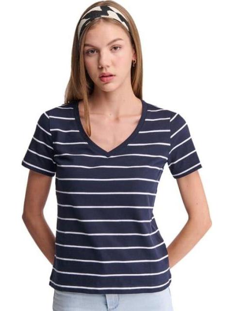 PLAYERA RAYAS AZUL MARINO HOLLY LAND