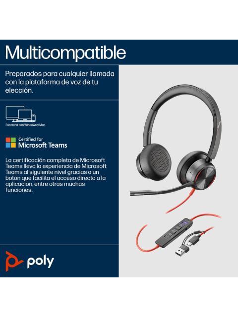 POLY AUDIFONOS BLACKWIRE 8225 ALAMBRICO USB
