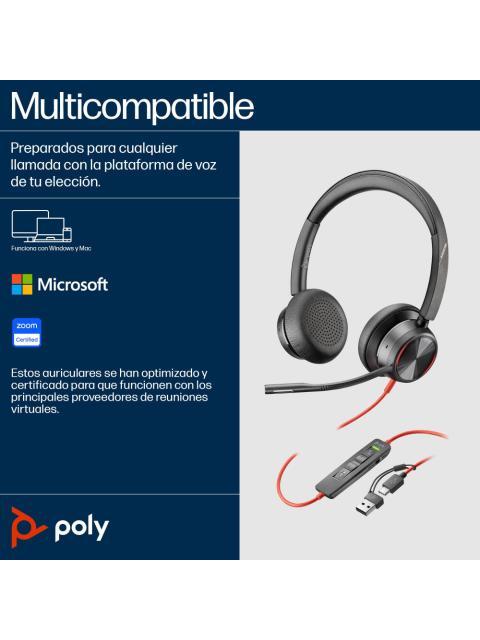 POLY AUDIFONOS BLACKWIRE 8225 ALAMBRICO USB