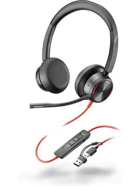 POLY AUDIFONOS CON MICROFONO BLACKWIRE 8225 ALAMBRICO 2.2 METROS USB C NEGRO