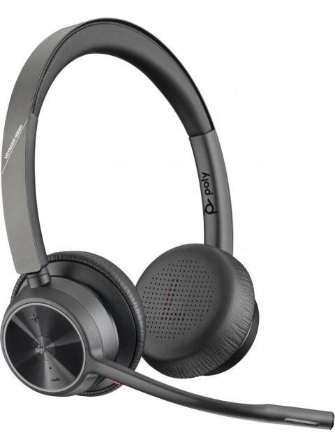 POLY AUDIFONOS CON MICROFONO VOYAGER 4320 MS CON BASE BLUETOOTH INALAMBRICO NEGRO