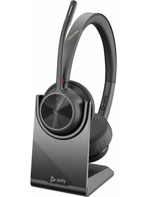 POLY AUDIFONOS CON MICROFONO VOYAGER 4320 MS CON BASE BLUETOOTH INALAMBRICO NEGRO
