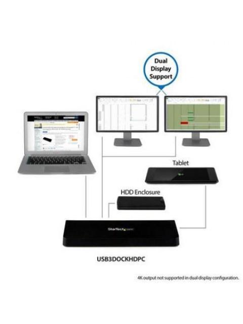 STARTECH  DOCKING STATION UNIVERSAL DISPLAYPORT HDMI 4K 4X USB 3.0 NEGRO