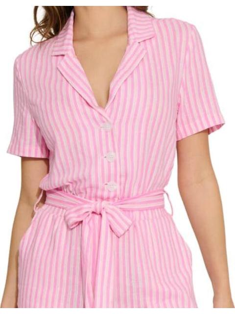 ROMPER DE LINO RAYADO ROSA HOLLY LAND