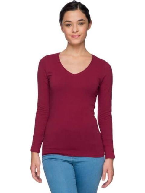 Playera cuello v manga larga discount