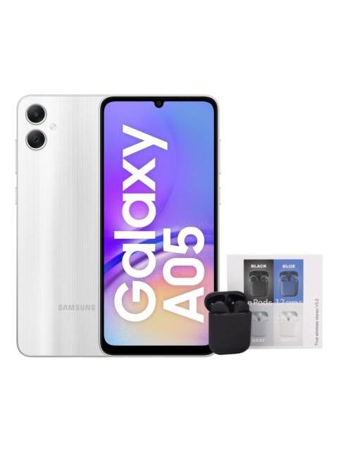 SAMSUNG GALAXY A05 DUAL 128GB 4RAM SILVER + AIR PODS GENERICOS
