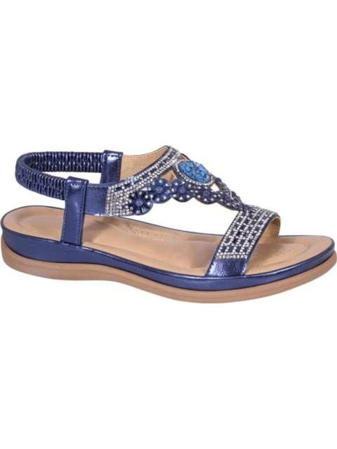 SANDALIA CONFORT CON BRILLOS AZUL VI LINE