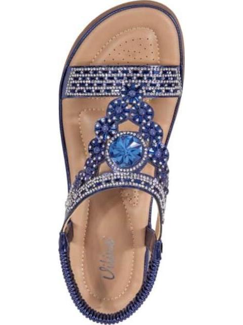 SANDALIA CONFORT CON BRILLOS AZUL VI LINE