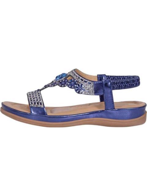SANDALIA CONFORT CON BRILLOS AZUL VI LINE
