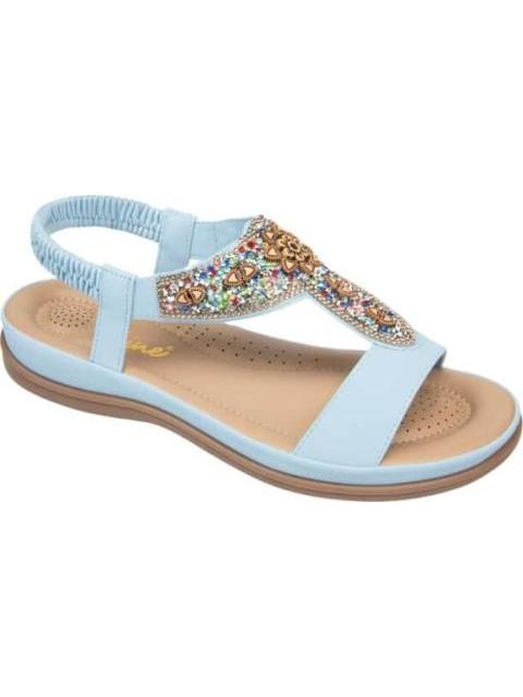 SANDALIA CONFORT CON BRILLOS AZUL VI LINE