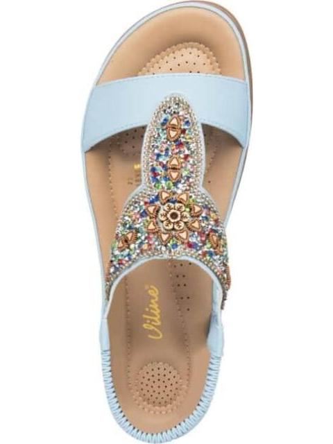 SANDALIA CONFORT CON BRILLOS AZUL VI LINE