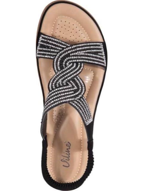 SANDALIA CONFORT CON BRILLOS NEGRO VI LINE