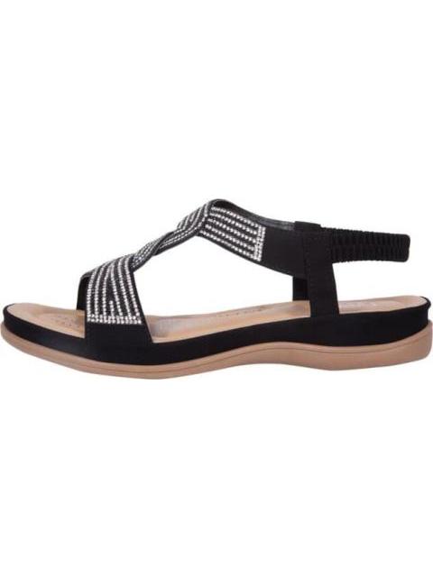 SANDALIA CONFORT CON BRILLOS NEGRO VI LINE