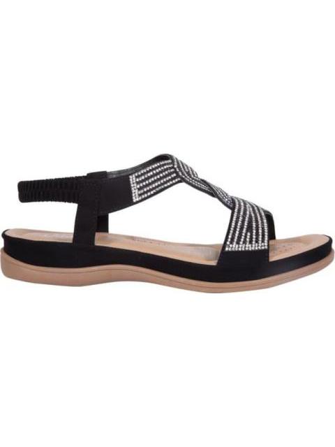 SANDALIA CONFORT CON BRILLOS NEGRO VI LINE