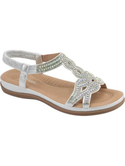 SANDALIA CONFORT CON BRILLOS PLATA VI LINE