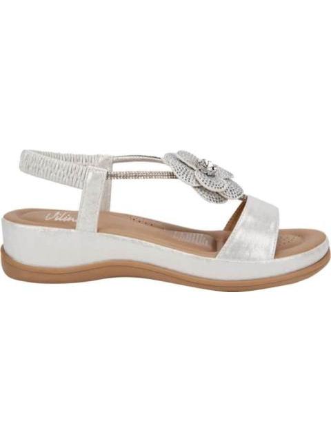 SANDALIA CONFORT CON BRILLOS PLATA VI LINE