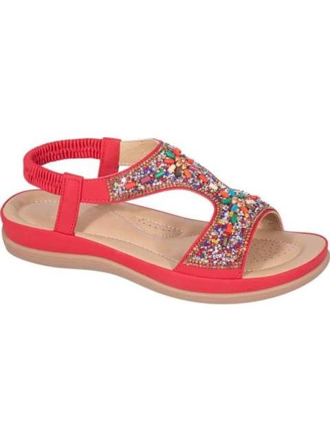 SANDALIA CONFORT CON BRILLOS ROJO VI LINE
