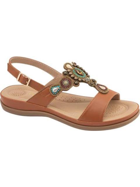 SANDALIA CONFORT CON BRILLOS CAMEL VI LINE