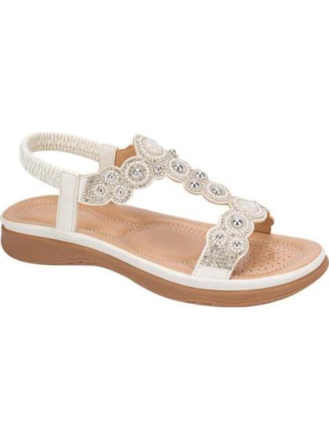 SANDALIA CONFORT CON BRILLOS BLANCO VI LINE