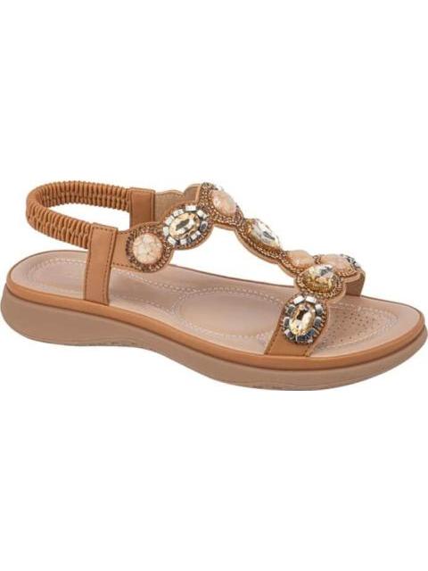 SANDALIA CONFORT CON BRILLOS CAMEL VI LINE