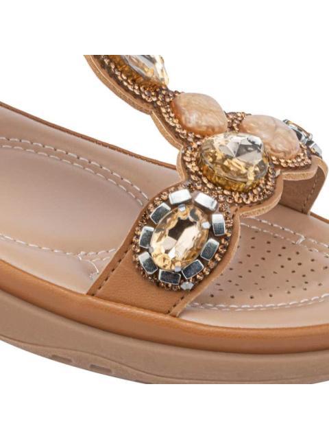 SANDALIA CONFORT CON BRILLOS CAMEL VI LINE