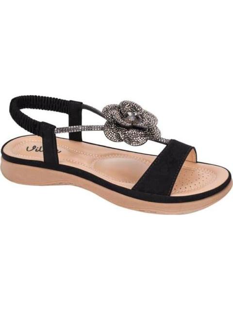 SANDALIA CONFORT CON BRILLOS NEGRO VI LINE