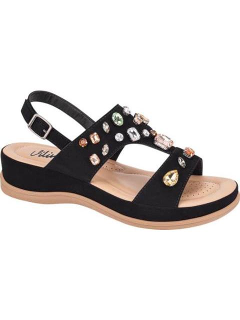 SANDALIA CONFORT CON BRILLOS NEGRO VI LINE