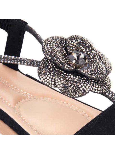 SANDALIA CONFORT CON BRILLOS NEGRO VI LINE