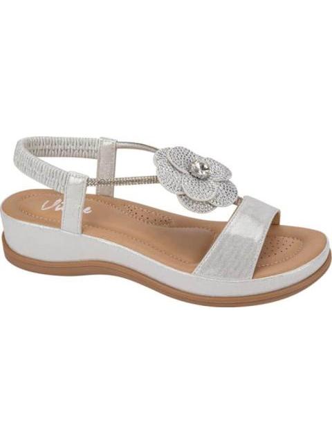 SANDALIA CONFORT CON BRILLOS PLATA VI LINE