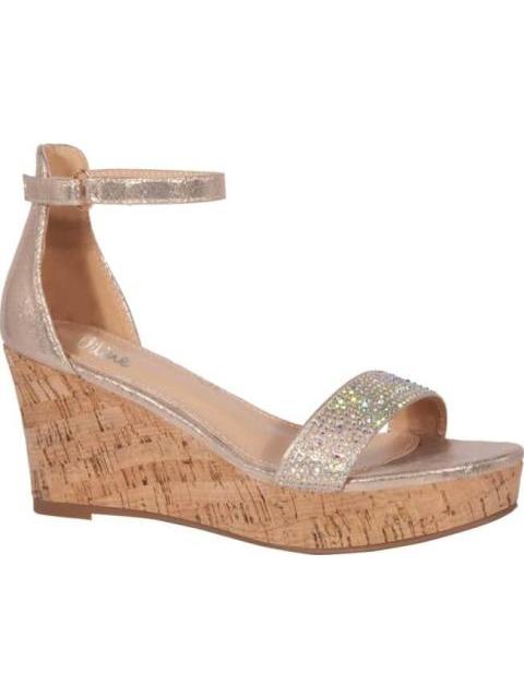 SANDALIA CUÑA CON PIEDRAS ORO VI LINE