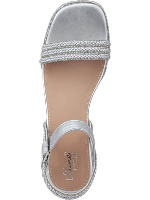 SANDALIA CUÑA BRILLOS PLATA VI LINE FASHION