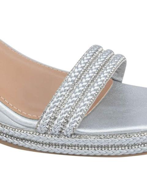 SANDALIA CUÑA BRILLOS PLATA VI LINE FASHION