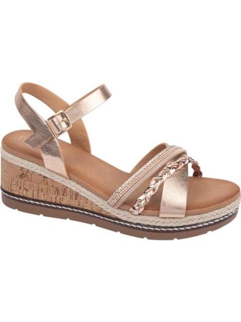 SANDALIA CUÑA TRENZA ROSEGOLD VI LINE