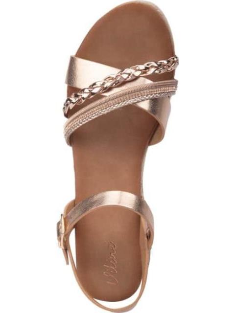 SANDALIA CUÑA TRENZA ROSEGOLD VI LINE