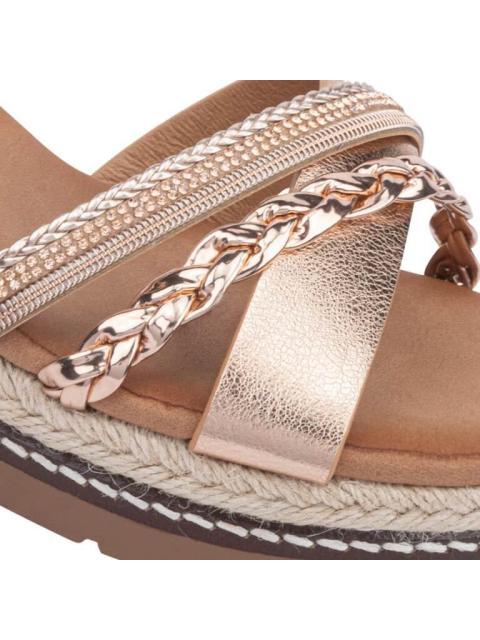 SANDALIA CUÑA TRENZA ROSEGOLD VI LINE