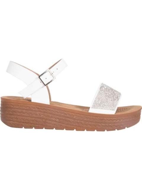 SANDALIA PLANA CON BRILLOS BLANCO VI LINE